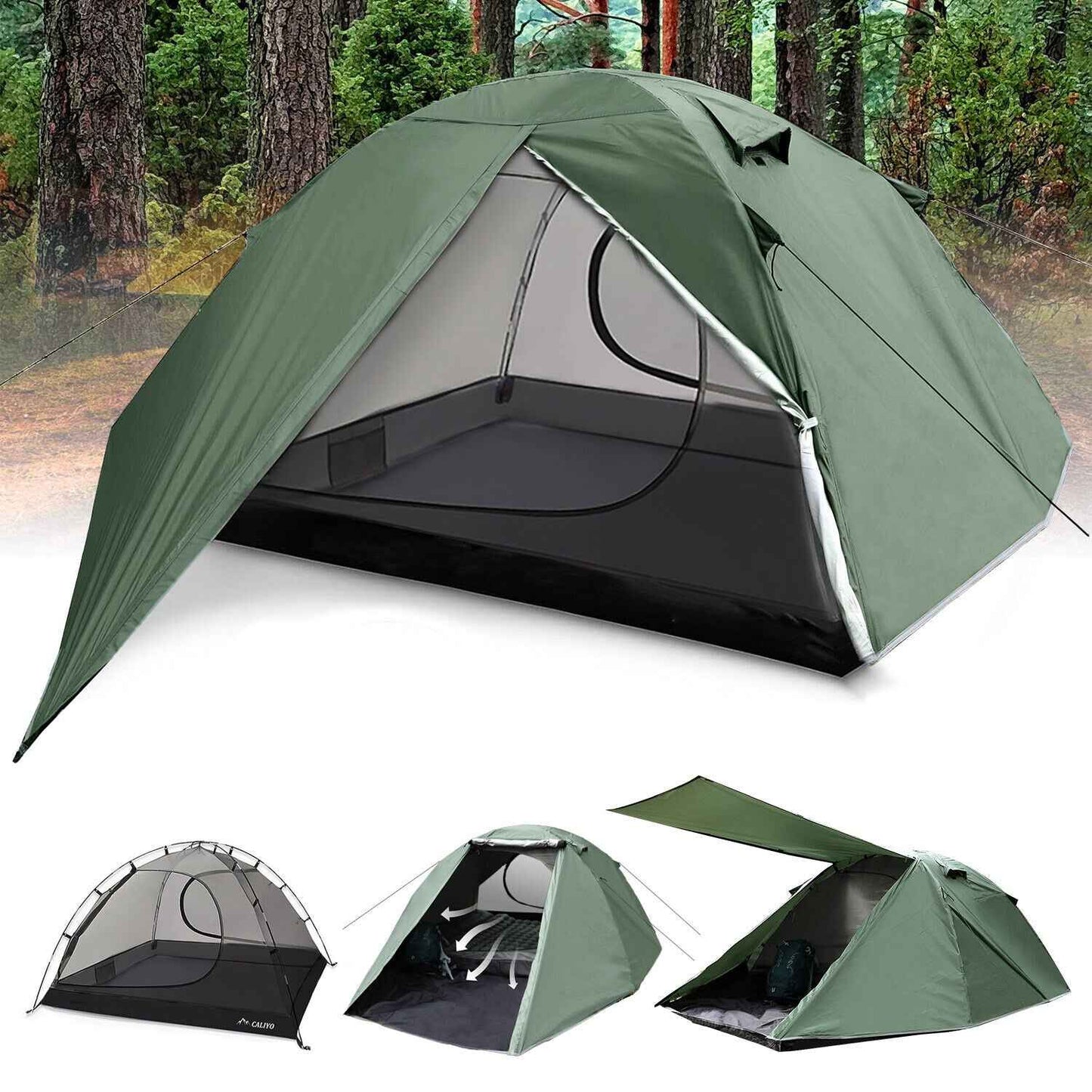 2 Personen Zelt 3000 mm mit 2 Eingängen für Camping und Festival mit Vorraum