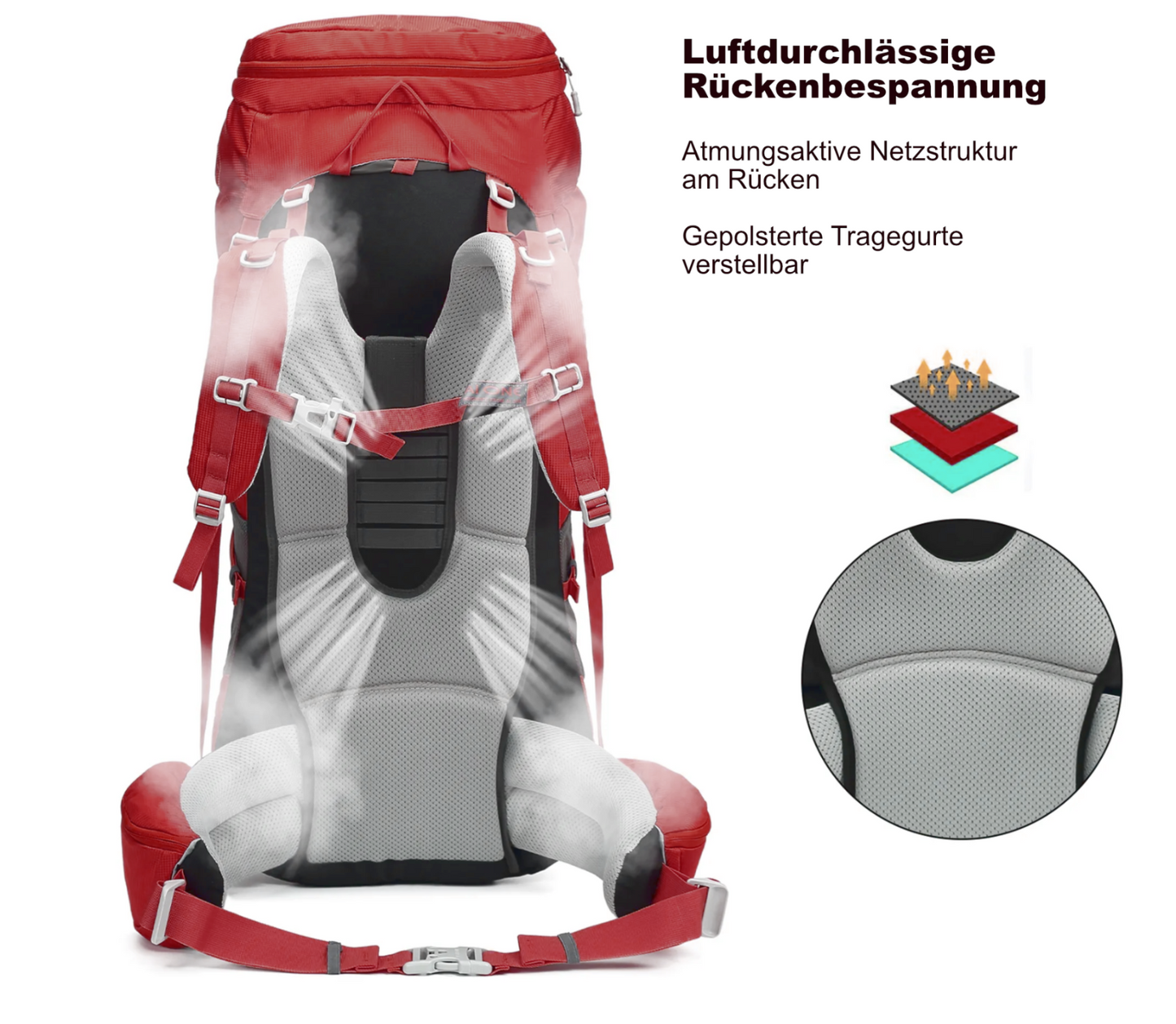 Rucksack 50 Liter Orange für Backpaking Trekking Wandertouren Wasserdicht