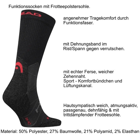 Head Trekking Wander Socken Crew Doppelpack Socks Größe 39-42 u. 43-46 - Outdoor Alm