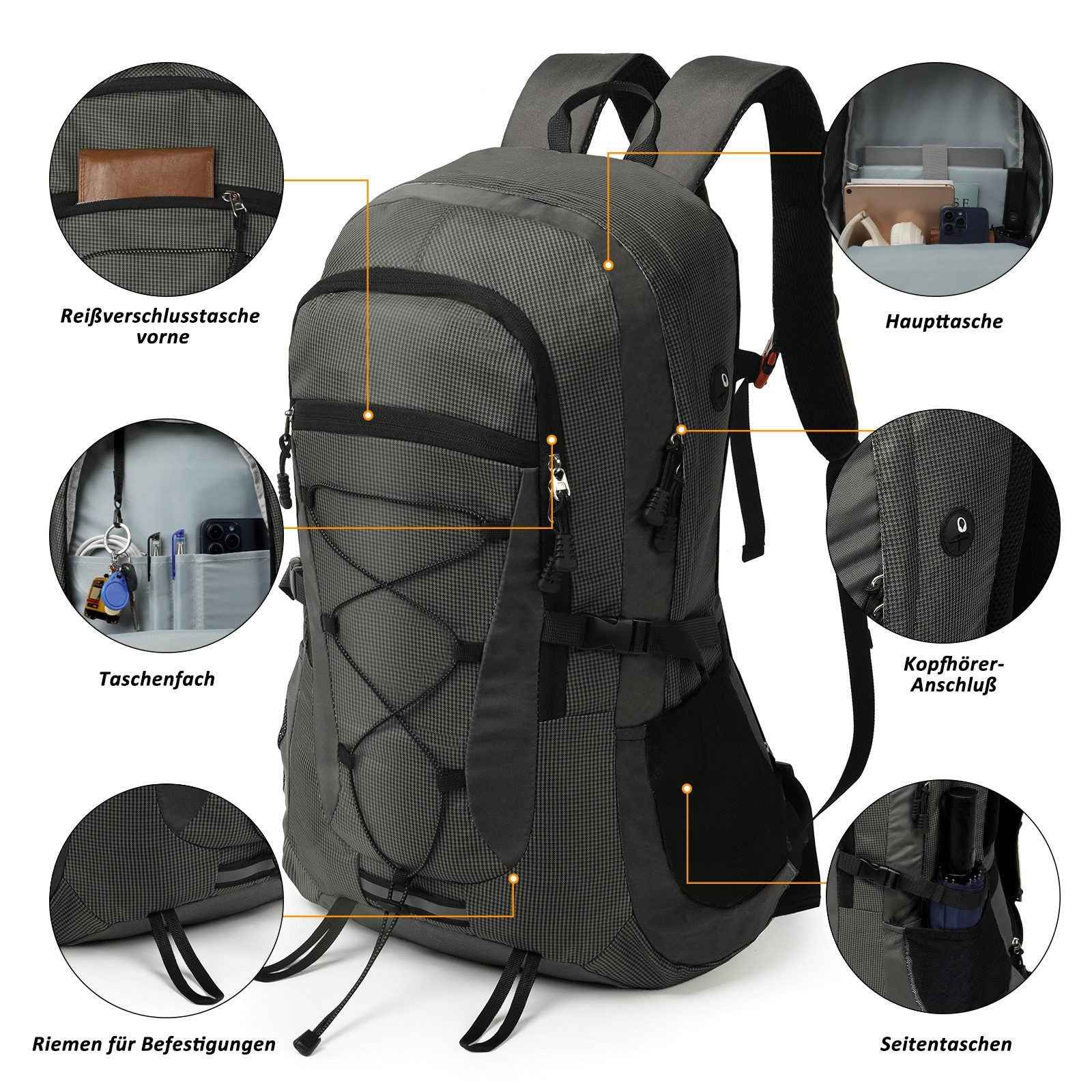 Rucksack Grau 45 Liter für Backpacking und Trekking Touren – Ideal für Bergwandern