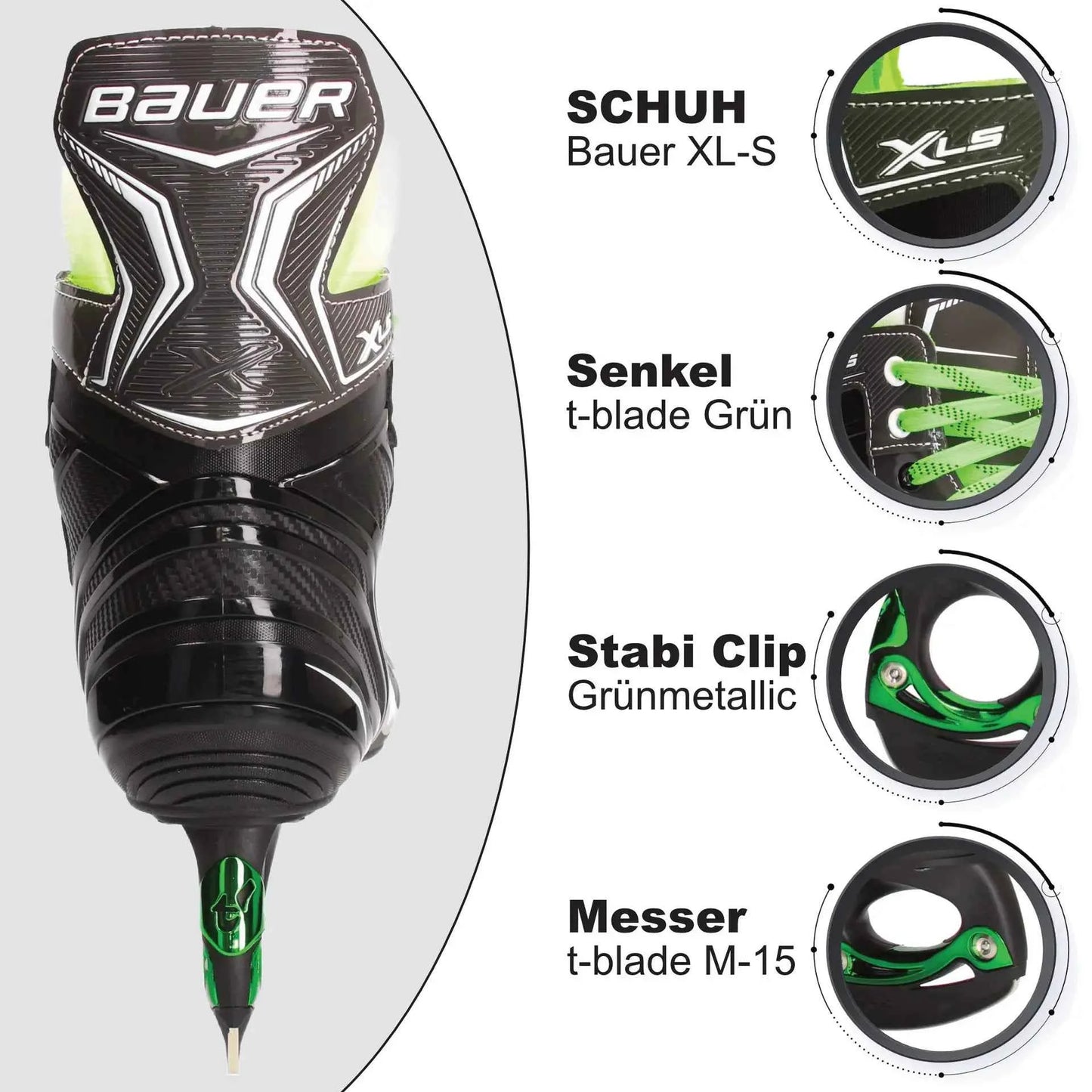 t-blade Schlittschuhe Bauer XL-S Black Green Edition mit tblade Kufensystem kaufen