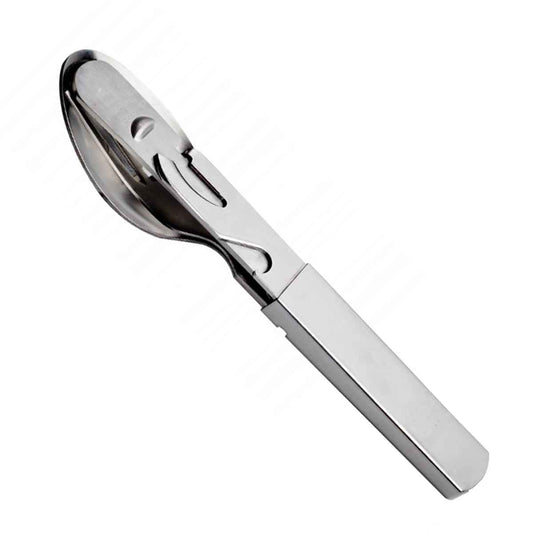 Bundeswehr Besteck Set 4-teilig mit Aufbewahrungsbox: Messer, Gabel, Löffel und Flaschenöffner