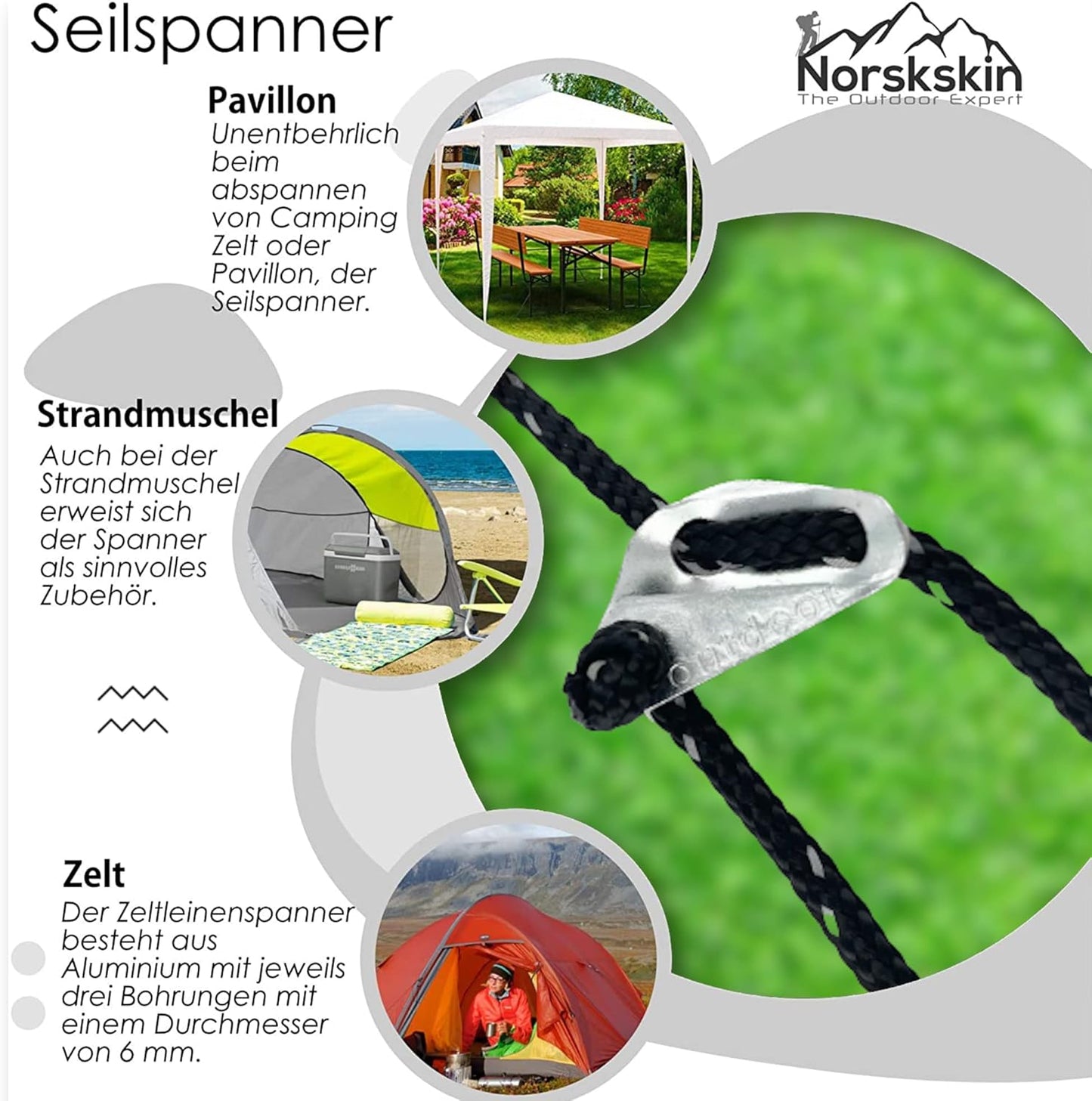 10 x Seilspanner für Zelt Vorzelt Camping Outdoor Zeltseilspanner für Bikerzelt Buszelt Heringe - Outdoor Alm