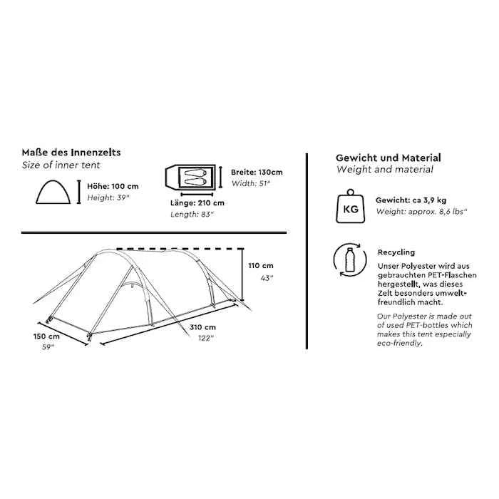 2 Personen Tunnelzelt Camping - Back Sky Trekkingzelt für Abenteuerliche Outdoor-Erlebnisse