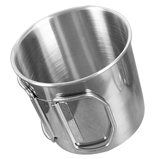 Edelstahlbecher Kaffe Tasse Tee Becher mit Klappgriff 300 ml - Outdoor Alm