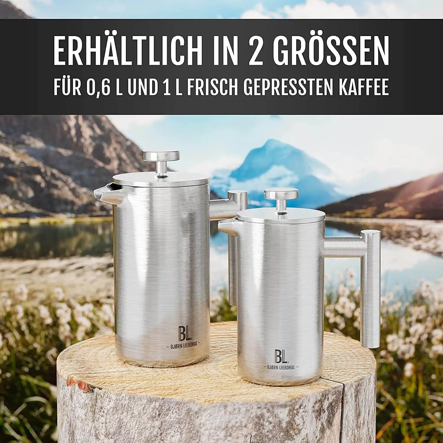 Bjørn Liebdhal French Press Edelstahl Kaffeemaschine auch für Camping - Outdoor Alm