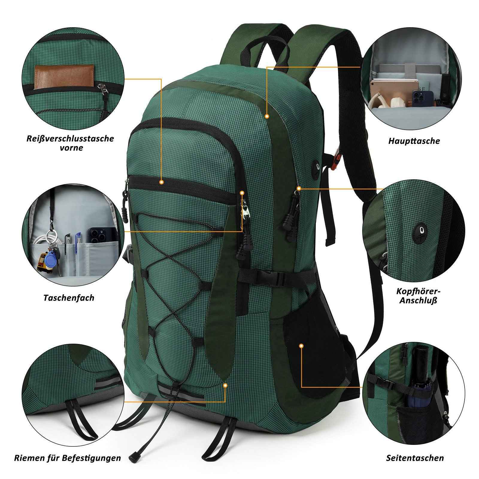 Rucksack Wanderrucksack 45L  Grün Trekking Backpacking und Camping