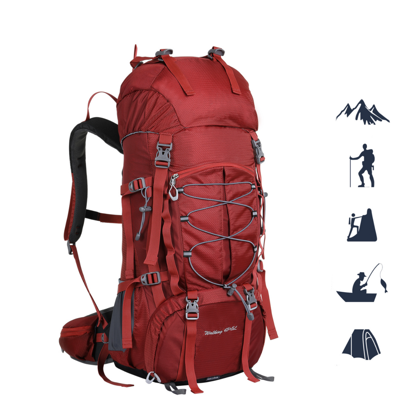 Rucksack 50 Liter Orange für Backpaking Trekking Wandertouren Wasserdicht