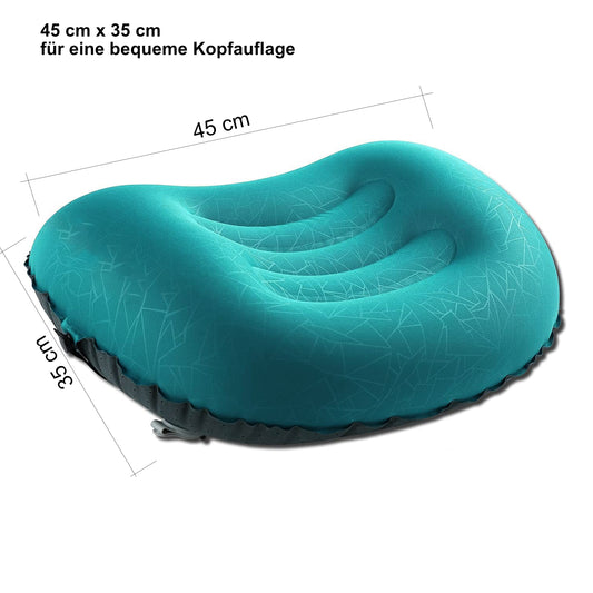 Camping Kopfkissen Luftkissen Kissen 45 cm x 35 cm Türkies - Outdoor Alm