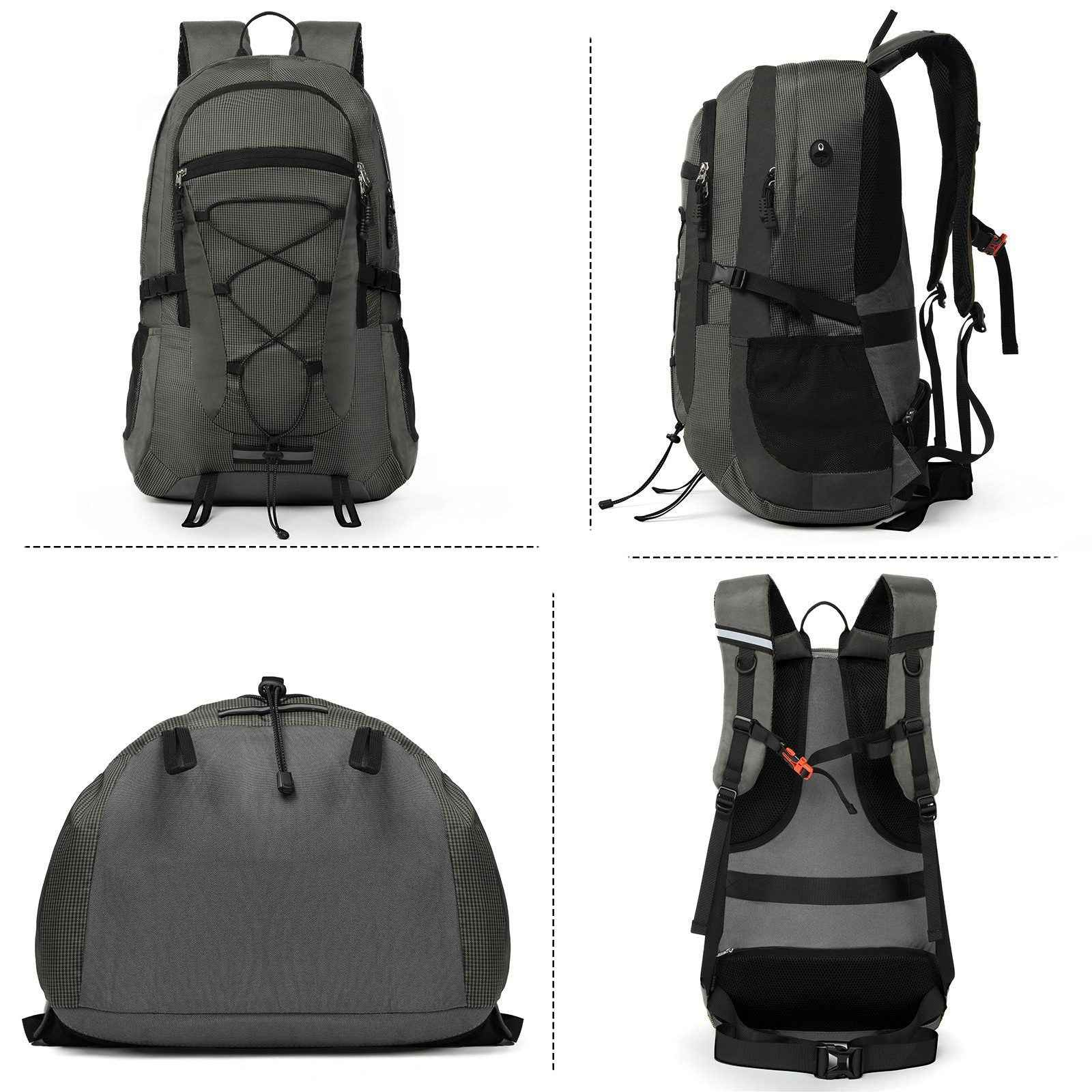 Rucksack Grau 45 Liter für Backpacking und Trekking Touren – Ideal für Bergwandern