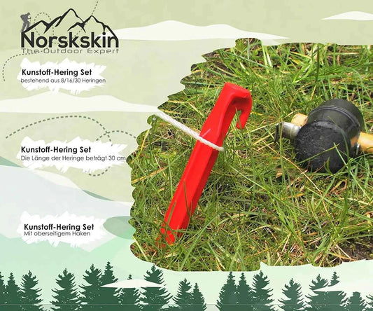 Zelt-Heringe Kunststoff 30 cm - 5 Stück Rot, ultraleichte Erdnägel für Ihr Zelt