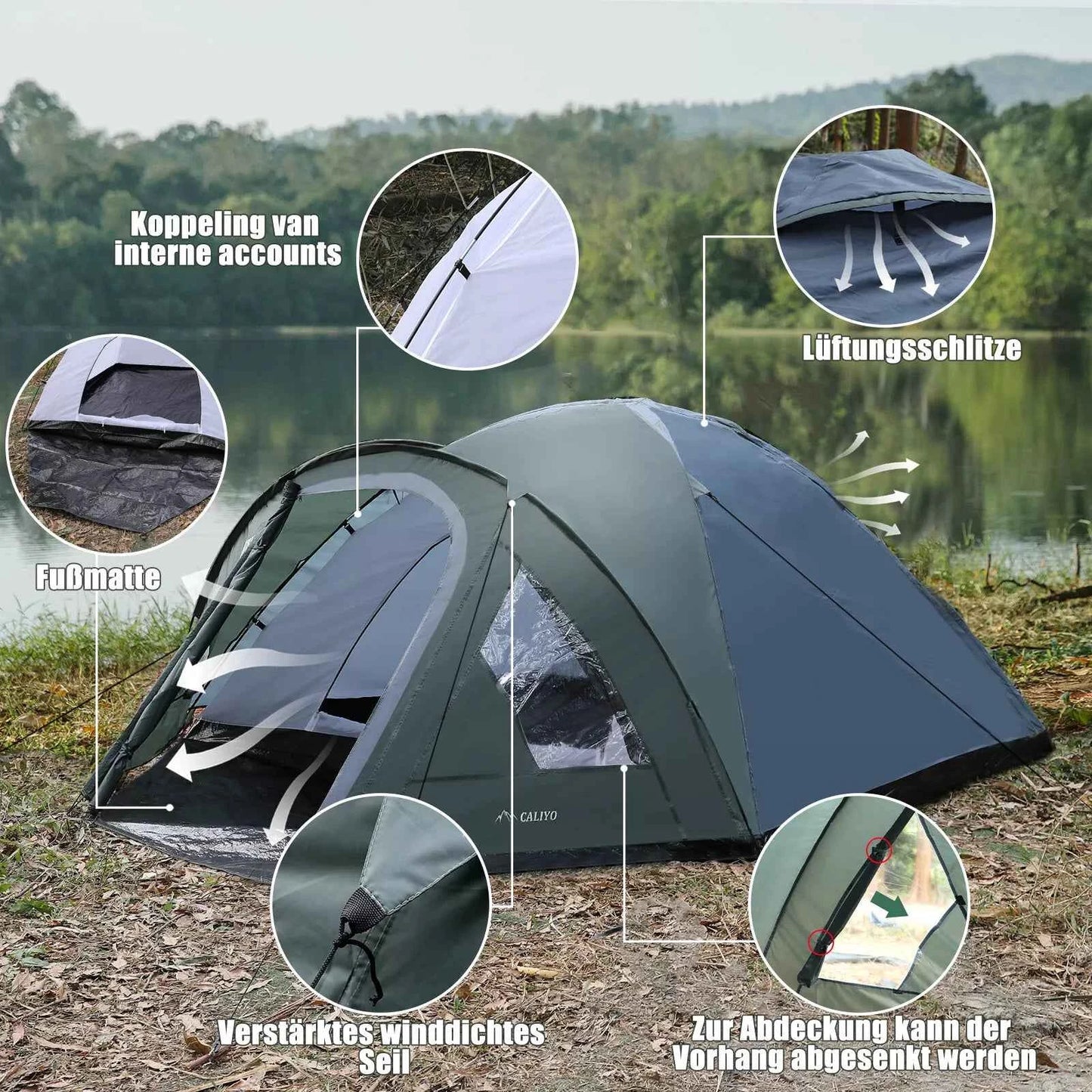 3-4 Personen Campingzelt Iglu 3000 mm Wassersäule für höchste Outdoor-Komfort
