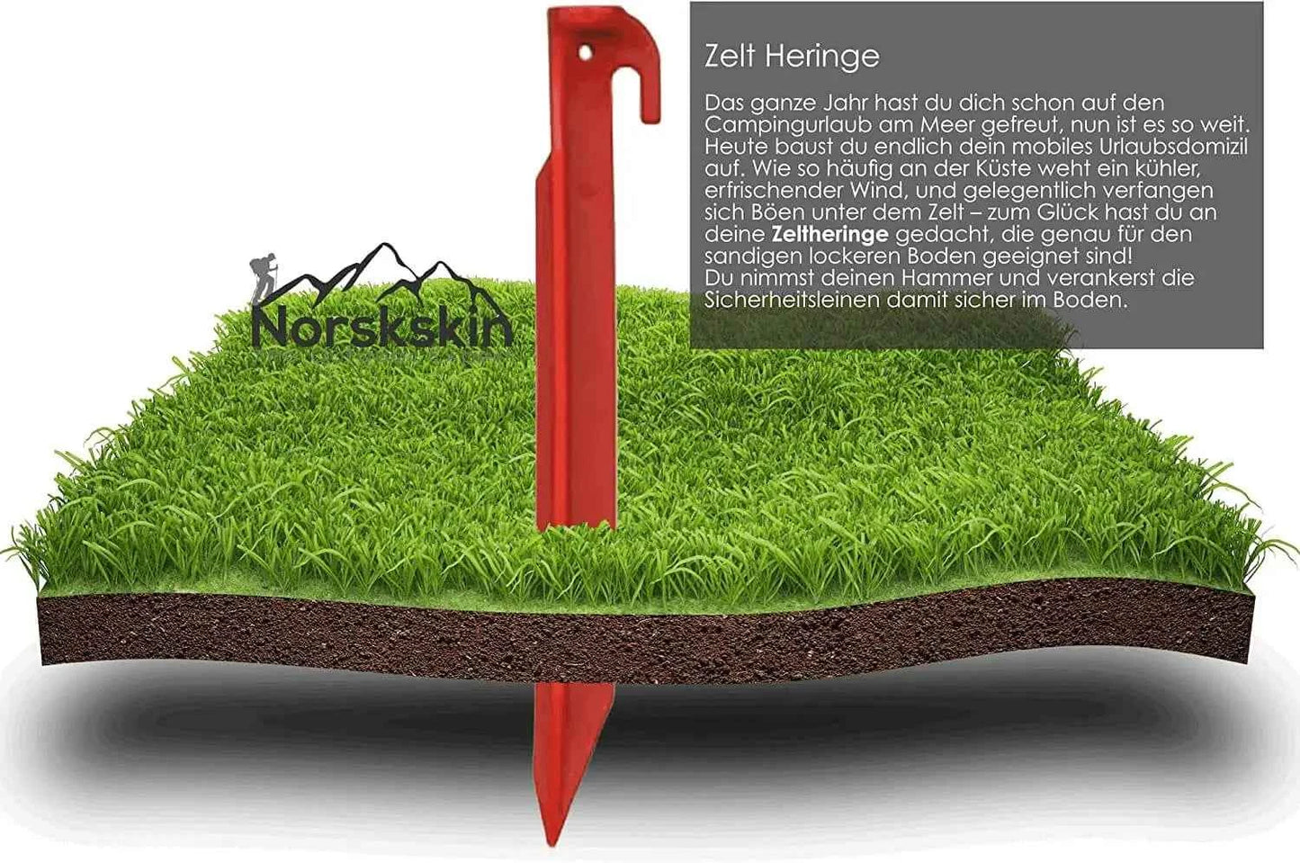 Zelt-Heringe Kunststoff 30 cm - 5 Stück Rot, ultraleichte Erdnägel für Ihr Zelt