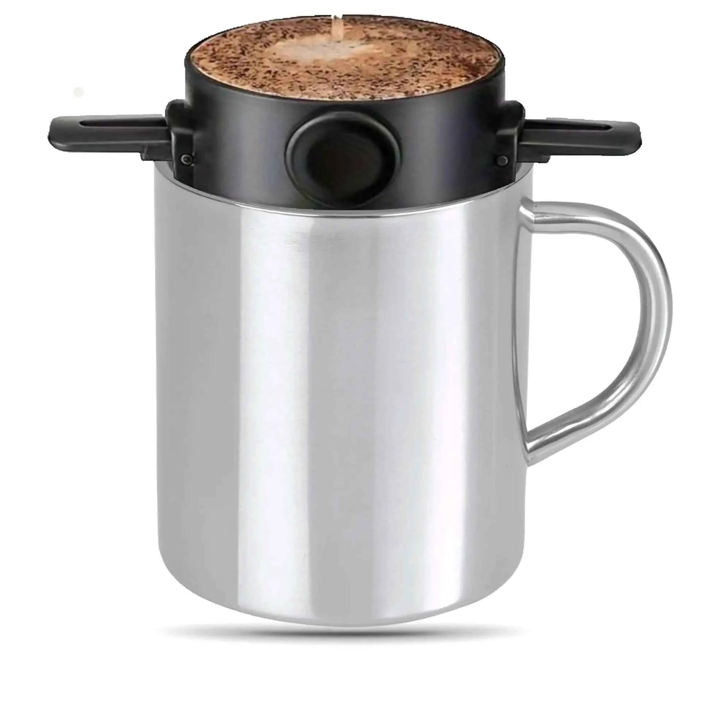 Kaffee Filter Camping mit Edelstahl Dauerfilter als Becheraufsatz