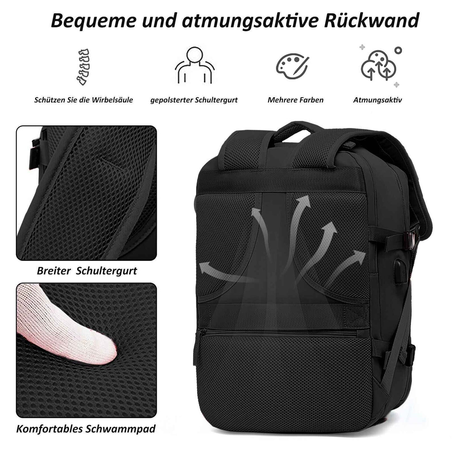 Reise Rucksack 40 Liter Handgepäck Größe für Urlaub und Geschäftsreise