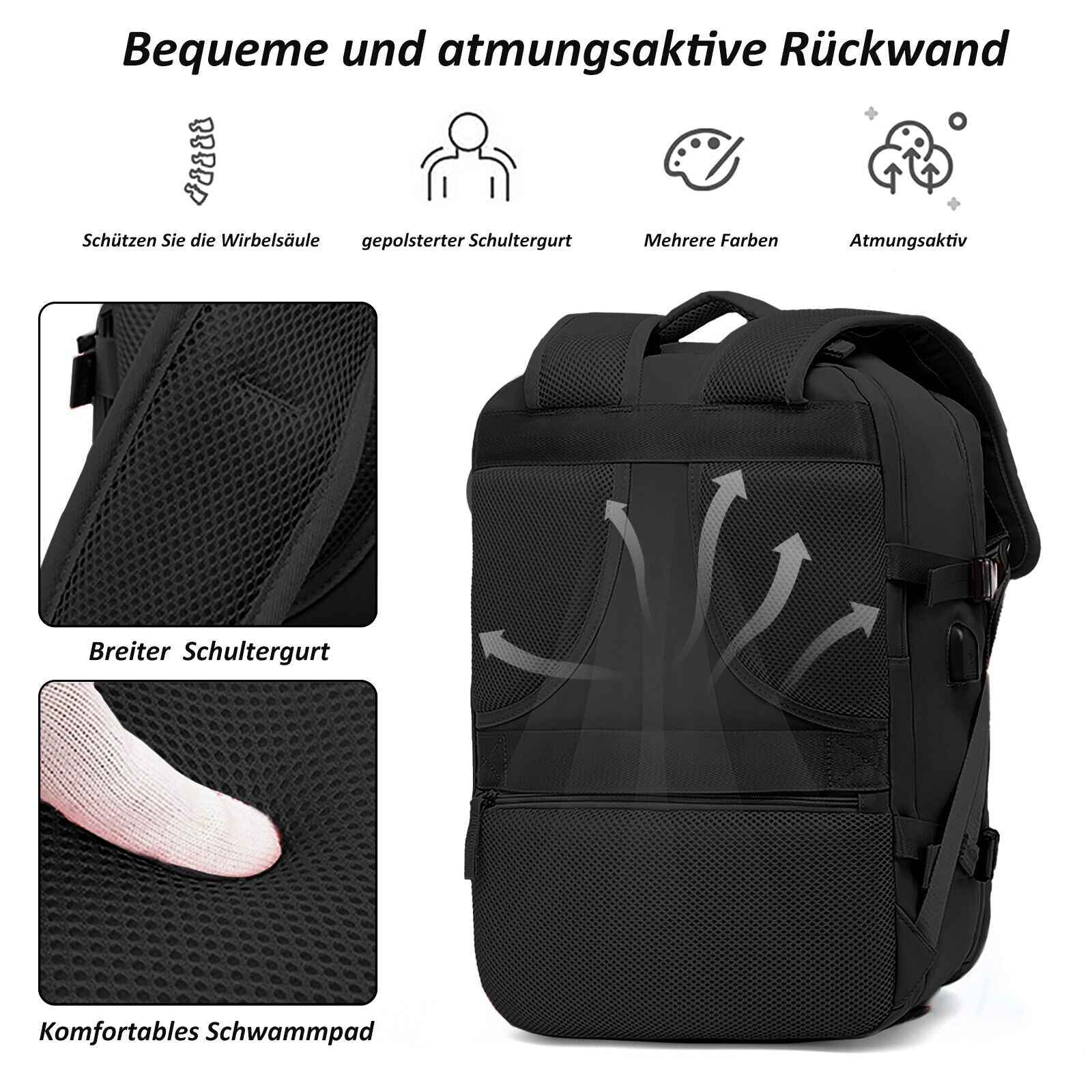 Reise Rucksack 40 Liter Handgepäck Größe für Urlaub und Geschäftsreise