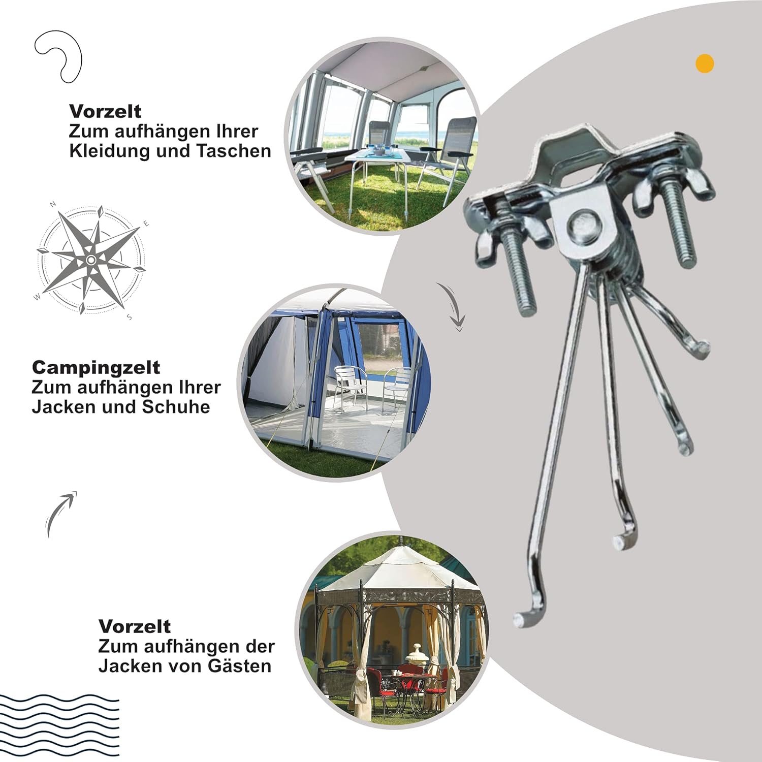 Zelt Kleiderhaken Garderobenhaken Haken für Bekleidung im Camping Zelt - Outdoor Alm