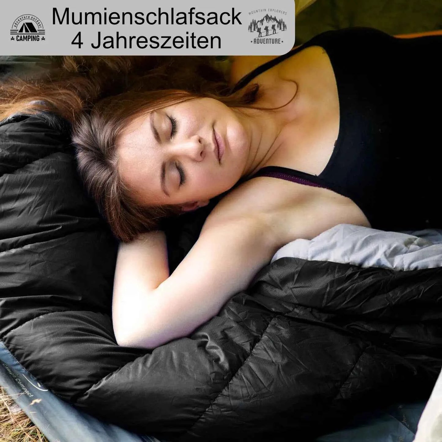 Mumienschlafsack 4 Jahreszeiten 230 cm – Warmer Schlafsack für Zelt und Outdoor Abenteuer