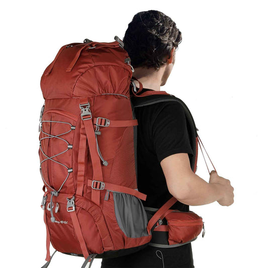 Rucksack 50 Liter Orange für Backpaking Trekking Wandertouren Wasserdicht