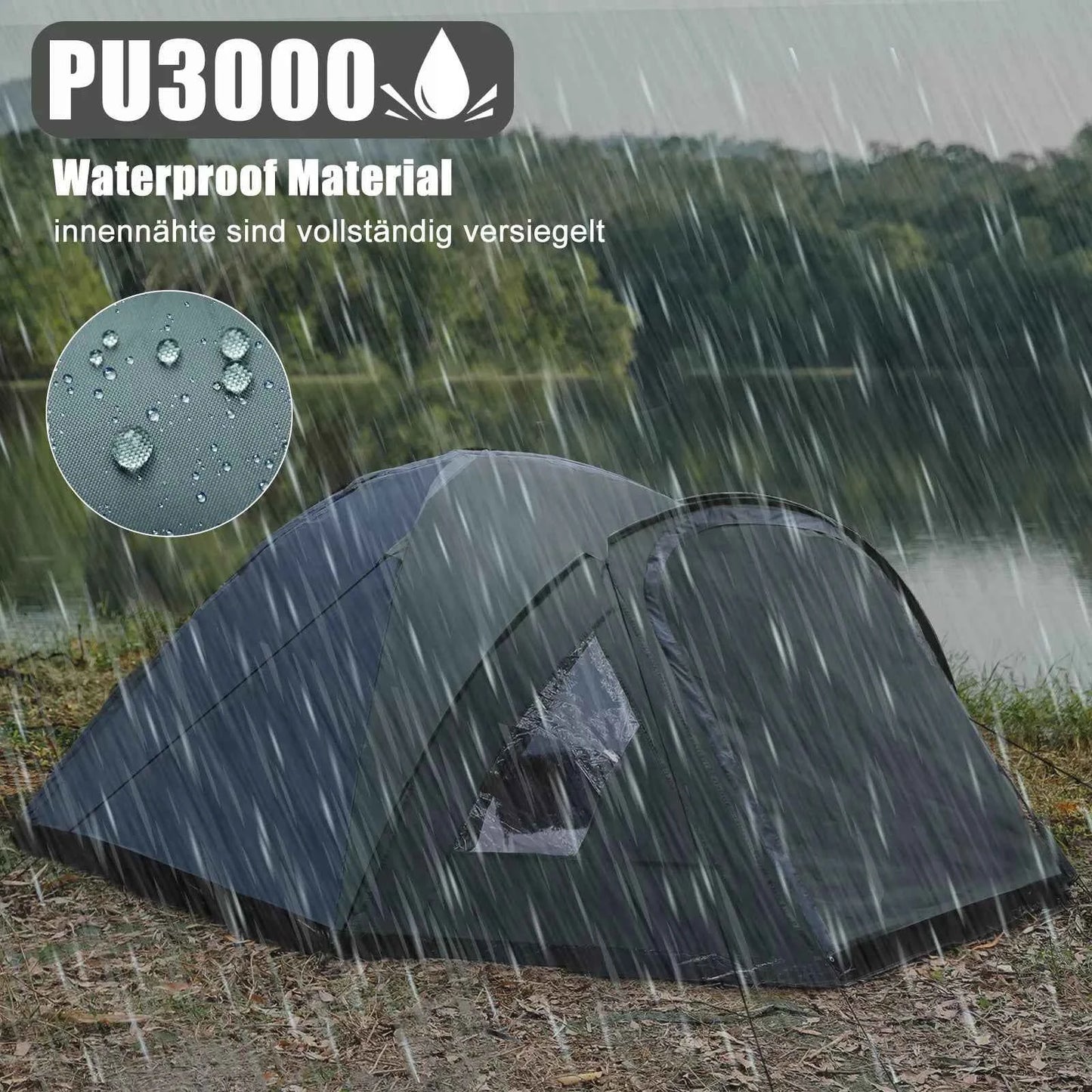 3-4 Personen Campingzelt Iglu 3000 mm Wassersäule für höchste Outdoor-Komfort