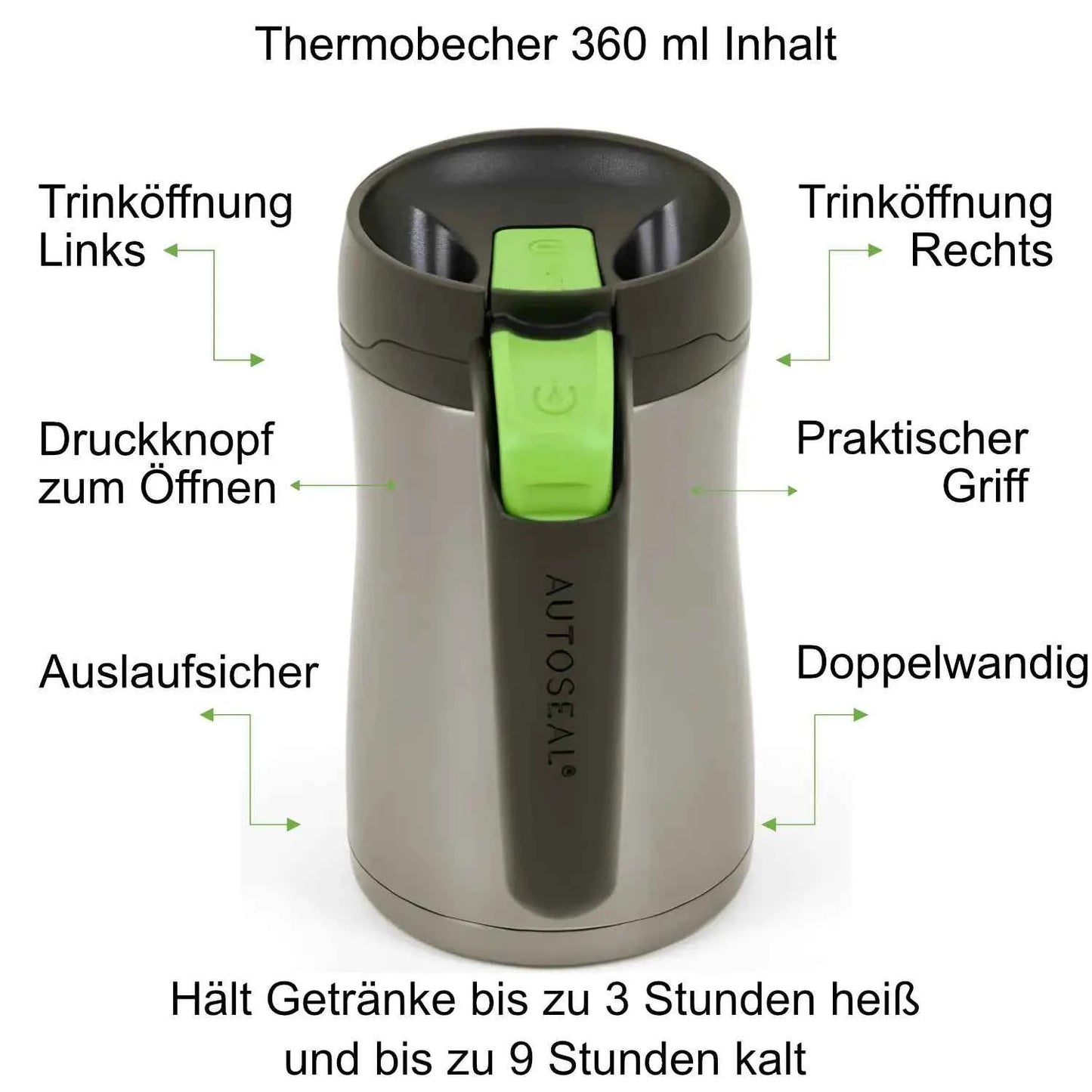 Thermobecher Contigo Fulton Edelstahl Becher 360 ML Auslaufsicher