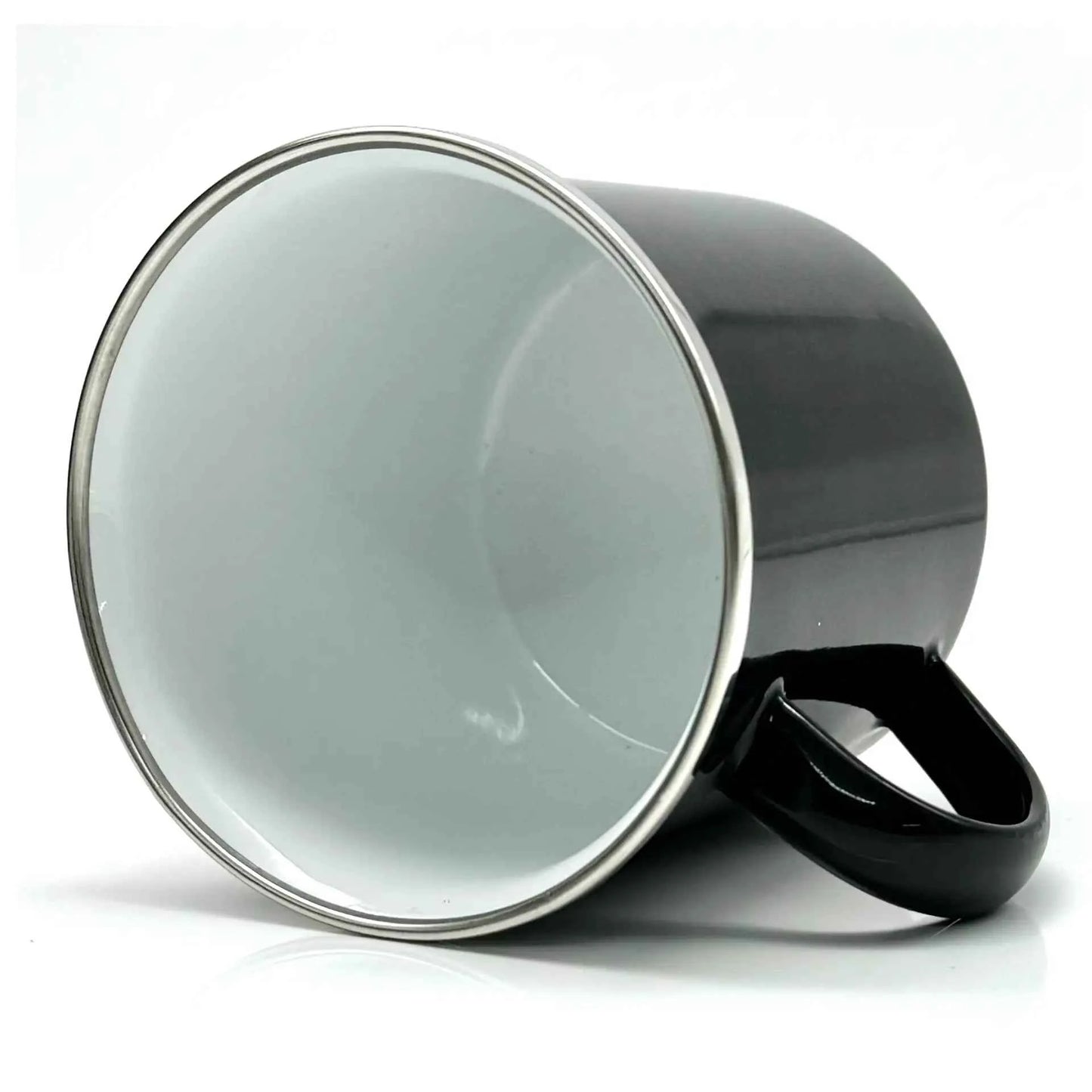 Emaille Trinkbecher 350 ml mit Edelstahl Rand für Kaffee und Getränke