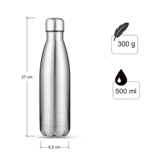Edelstahl Trinkflasche 500 ml. Isoliert mit Schraubverschluss Kohlensäure - Outdoor Alm