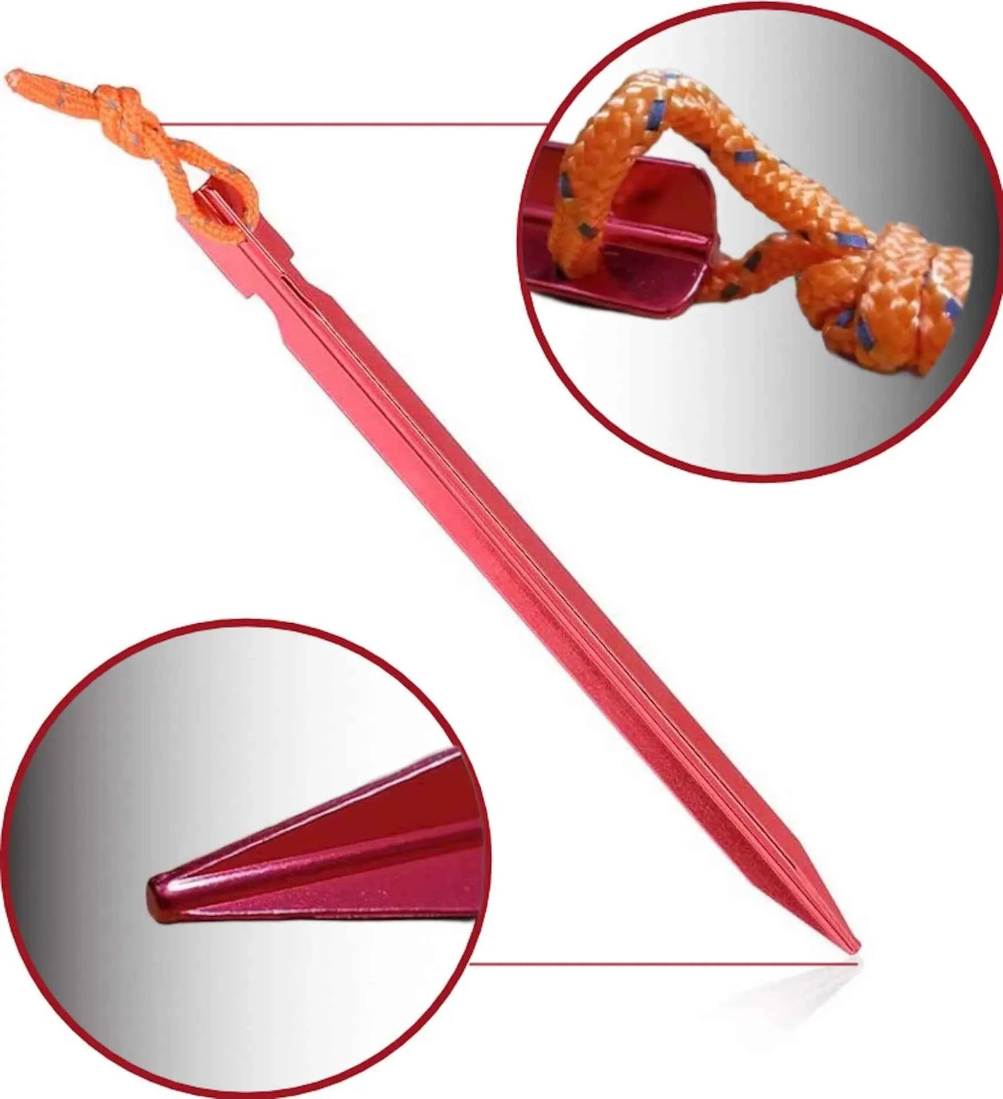Zelt-Heringe aus Aluminium 18 cm. 10 Stück Heringe Erdnägel Zeltnägel Zeltpflöcke Rot