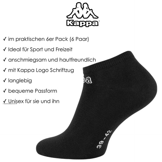 6 Paar Herren Kappa Santio Sneaker Tennissocken Freizeitsocken Kurzschaftsocken - Outdoor Alm