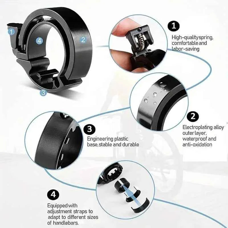 Kompakte Fahrradklingel 90 db schwarz für Lenker D 22-24 mm