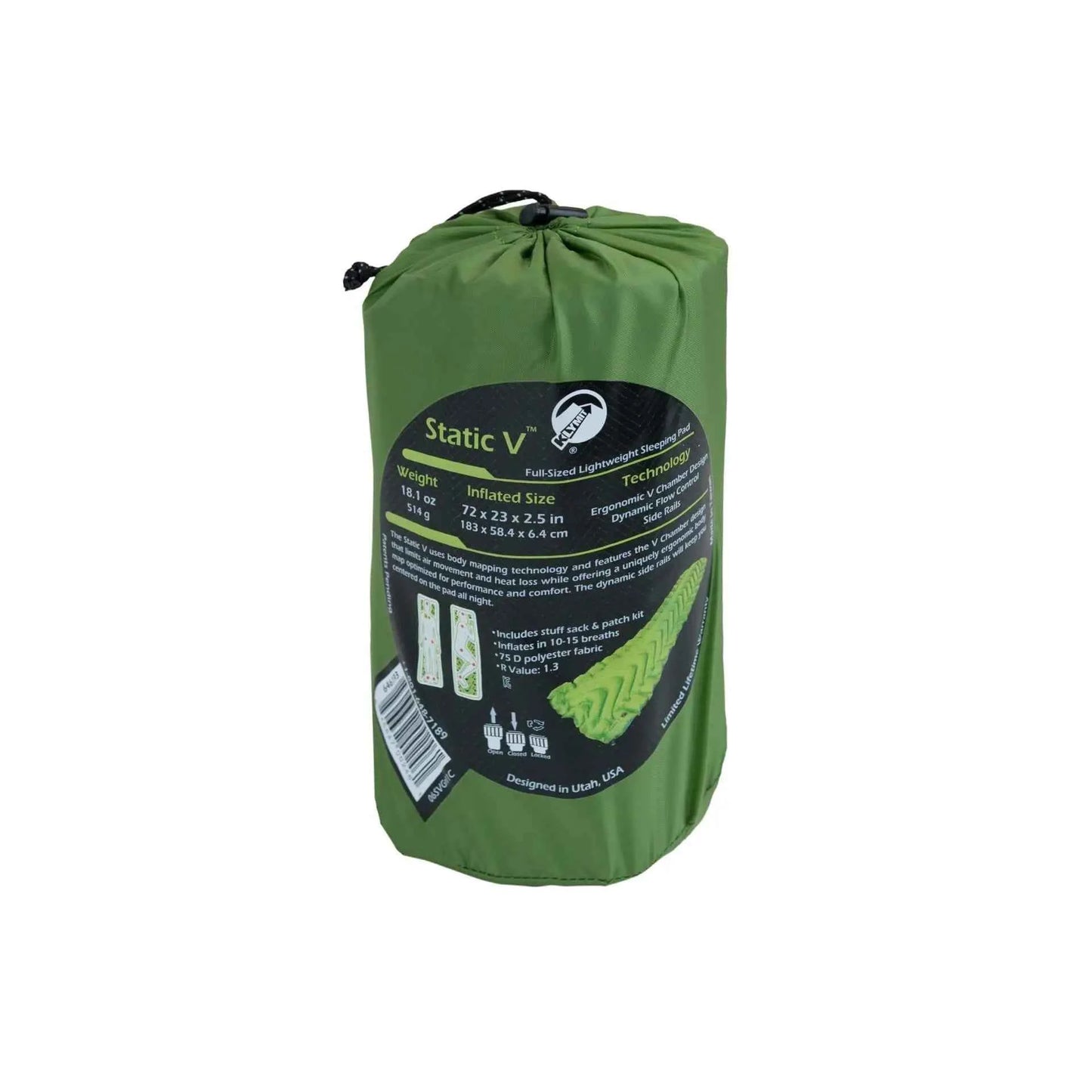 Klymit Isomatte Luftmatratze STATIC V Green Trekking Bett für Bike und Outdoor nur 530 Gram