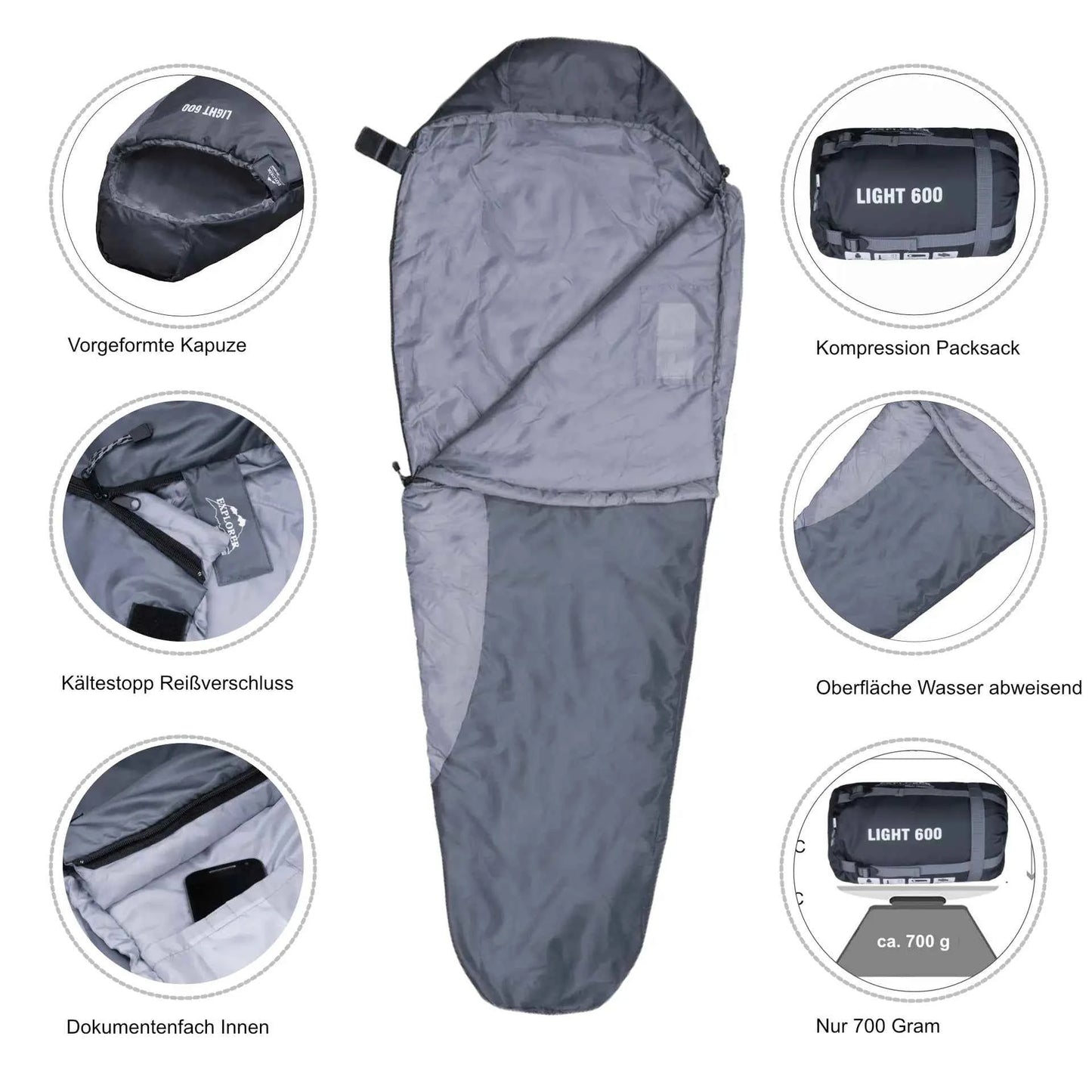 Mumienschlafsack Camping 600 EXPLORER 600 – Klein und leicht für -2°C Zelt Camping