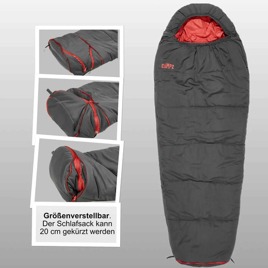 Mumienschlafsack für Kinder Red Verstellbar 190 cm bis 160 cm Körpergröße 1,2 kg Schlafsack