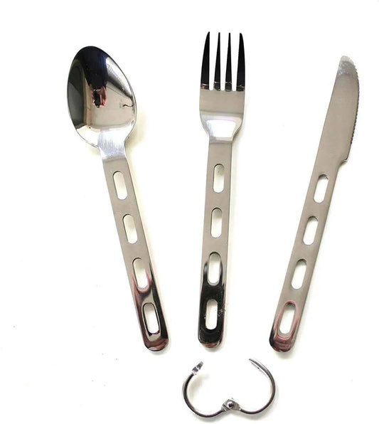 Edelstahl Camping Besteckset und Teller für Outdoor, Festival und Zelt