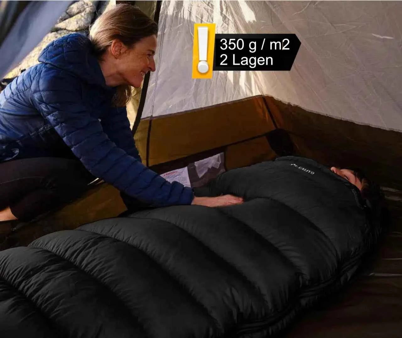 Mumienschlafsack 4 Jahreszeiten 230 cm – Warmer Schlafsack für Zelt und Outdoor Abenteuer