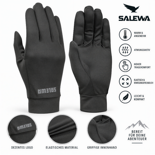Unterziehhandschuhe aus dunklem Stoff, rechte und linke Hand, 5-Finger-Form
