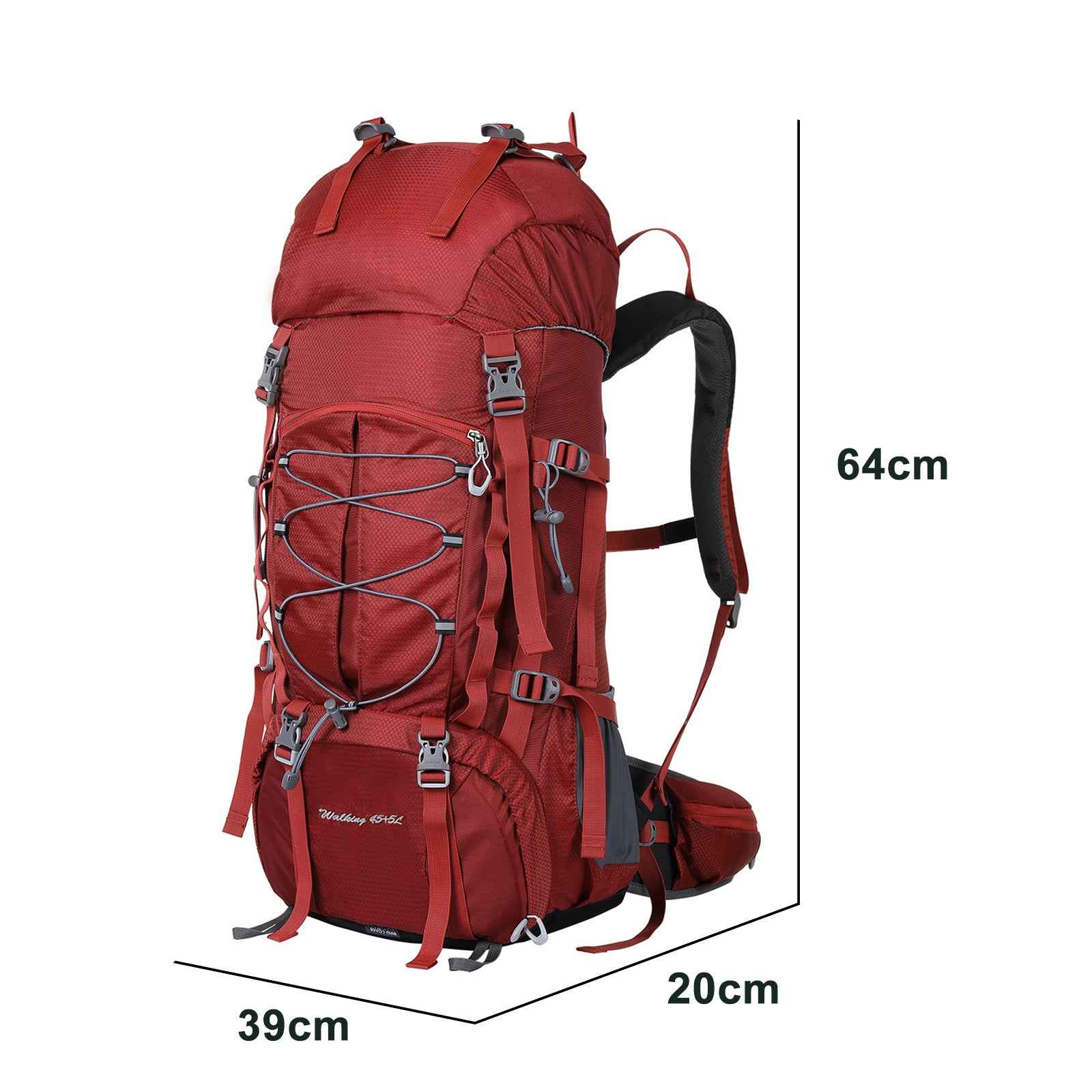 Rucksack 50 Liter Orange für Backpaking Trekking Wandertouren Wasserdicht