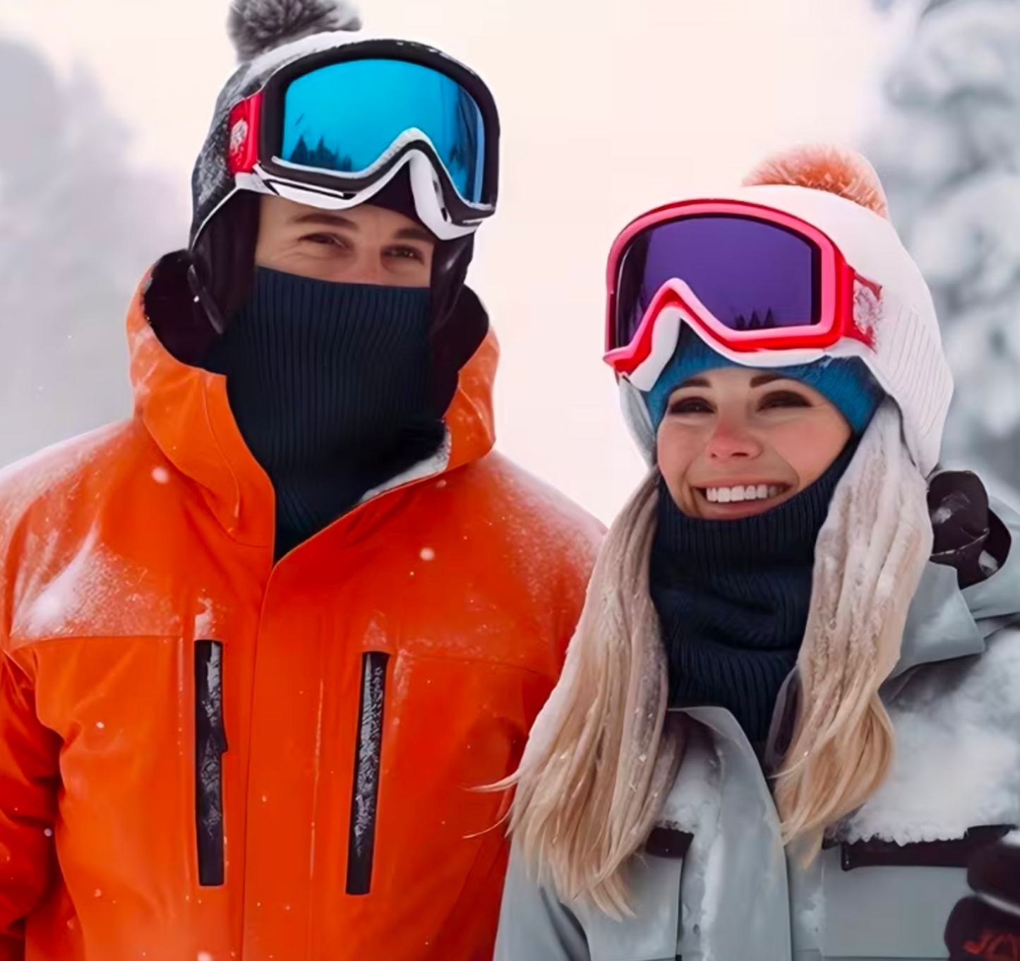 Schlauchschal Schwarz mit Fleece Futter Superwarm Dehnbar Ski Schal