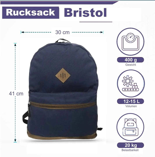 Bristol Rucksack 12 Liter – Daybag mit Aussentasche und Reißverschluss für jeden Tag