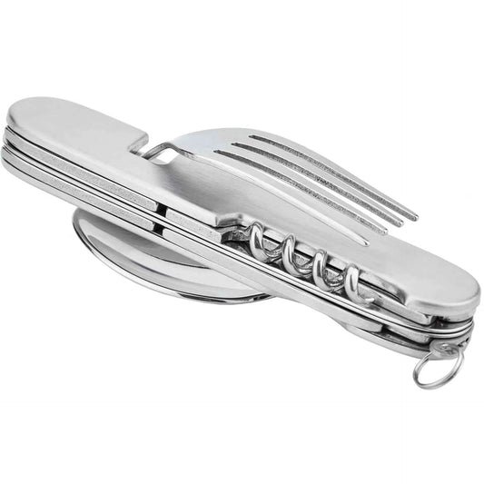 Campingbesteck Reise Besteck im Taschenmesser Format mit Gürteltasche