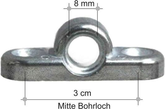 Vorzeltöse Metall 8 mm - 8 Stück Wandösen für Wohnwagen und Wohnmobil