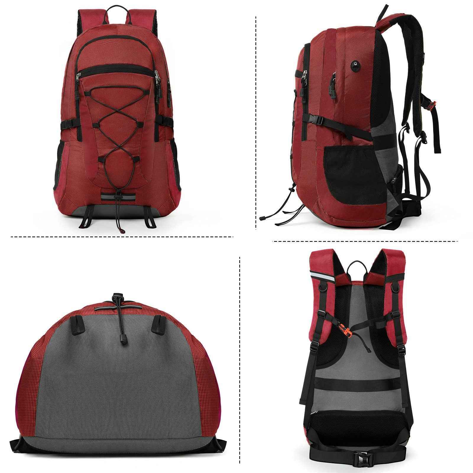 Rucksack 45 Liter Rot für Trekking, Wandern und Backpacking Touren