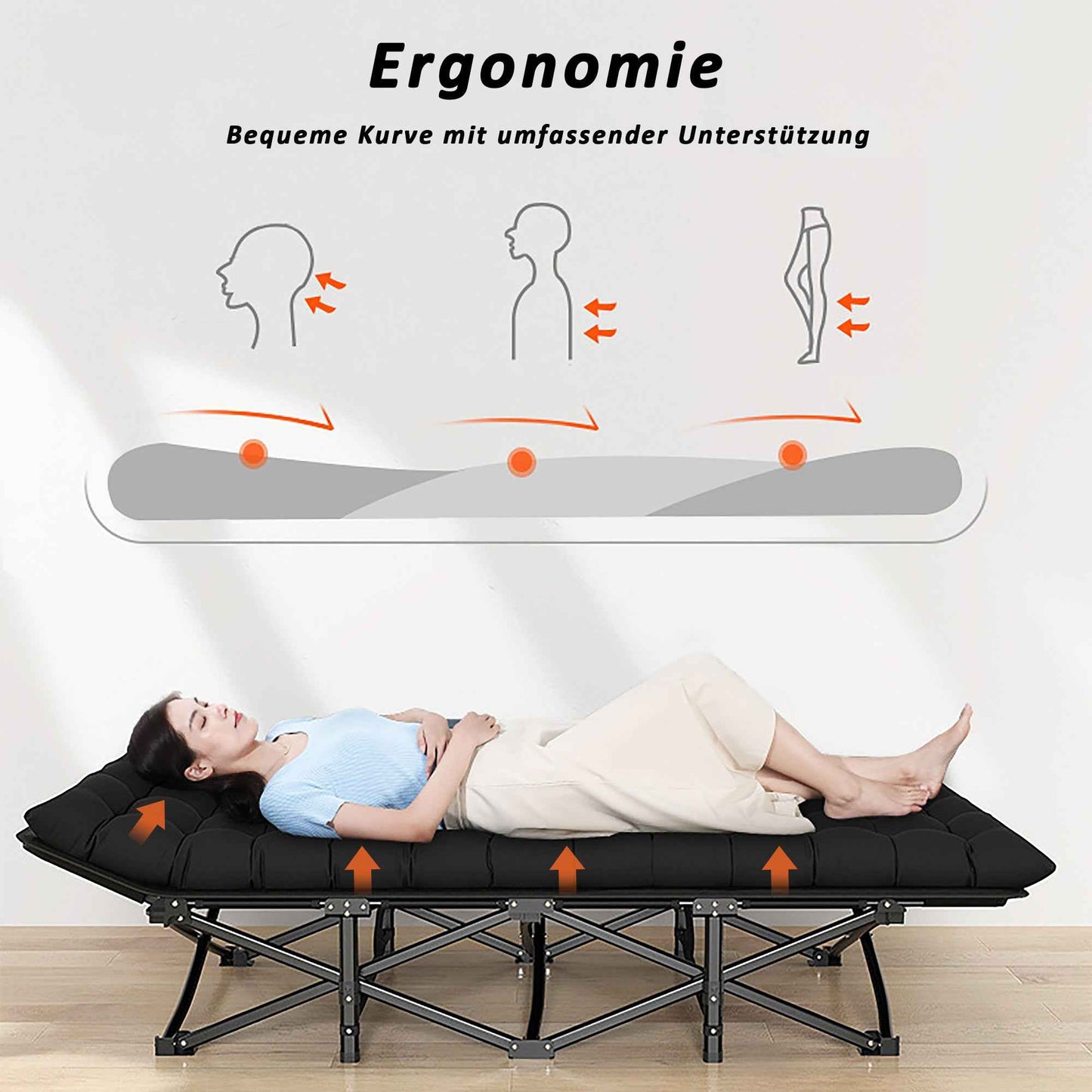 Feldbett Campingbett 200 kg - Klappliege für Gäste und Camping