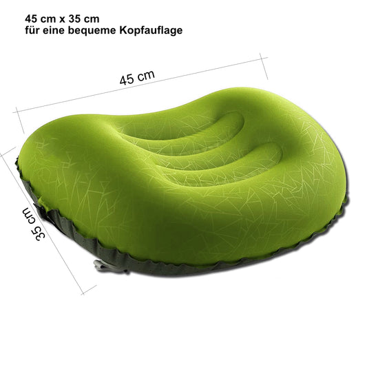 Camping Kopfkissen Luftkissen Kissen 45 cm x 35 cm Grün - Outdoor Alm