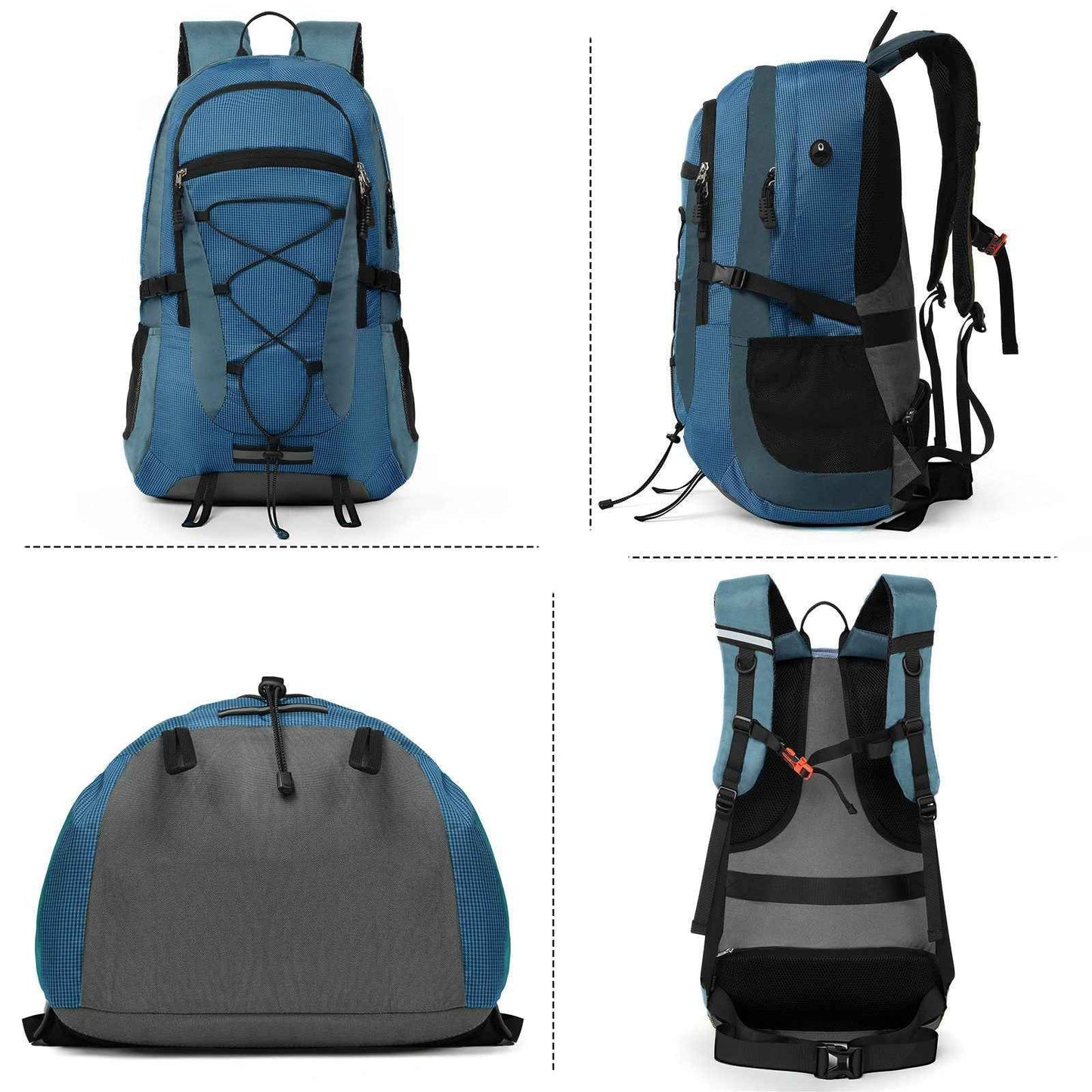 Rucksack Blau 45 Liter - Trekking Wanderrucksack mit Seitentaschen für Abenteuer