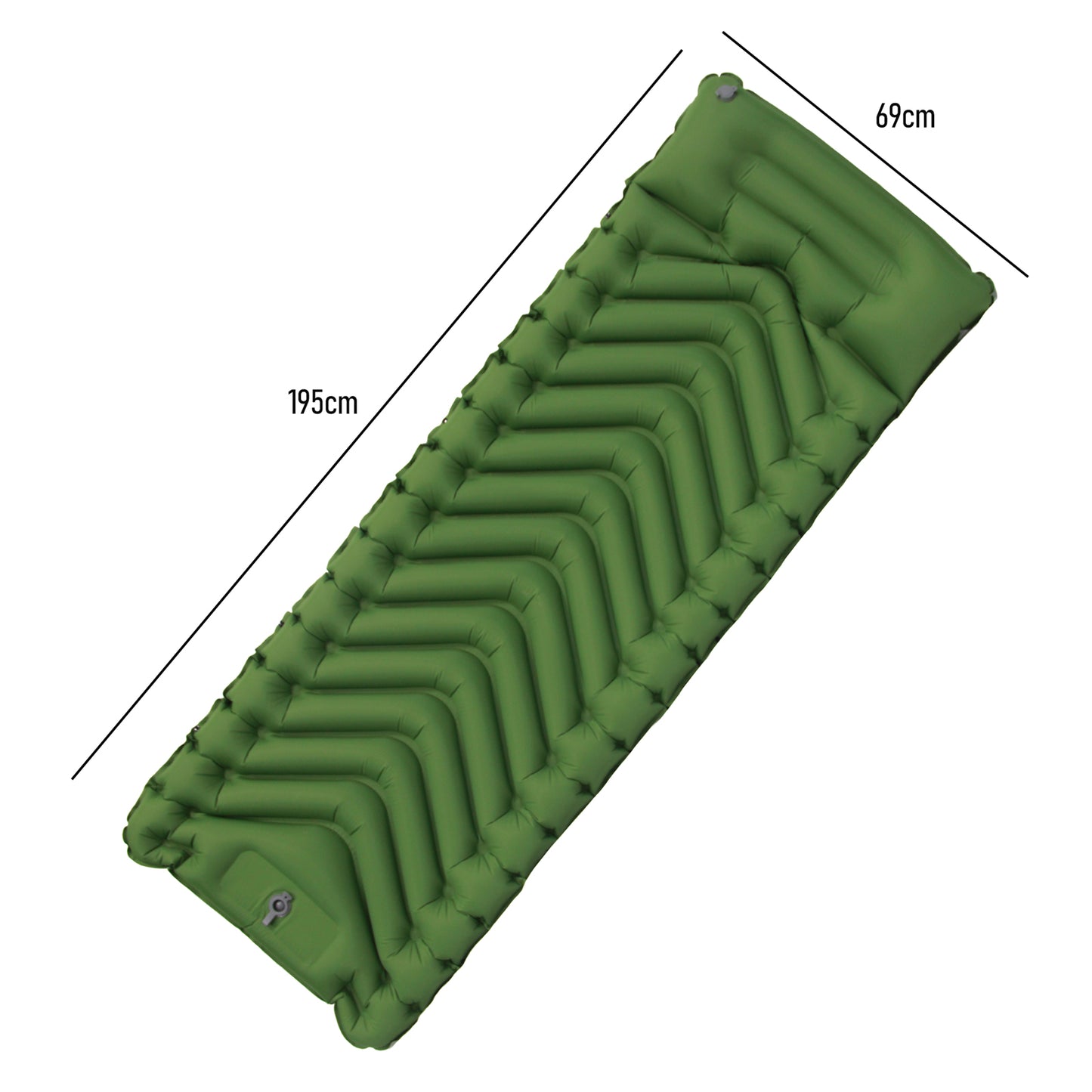 Isomatte Luftmatratze Luftbett Grün 198 cm x 69 cm für Zelt mit Kissen u Pumpe - Outdoor Alm