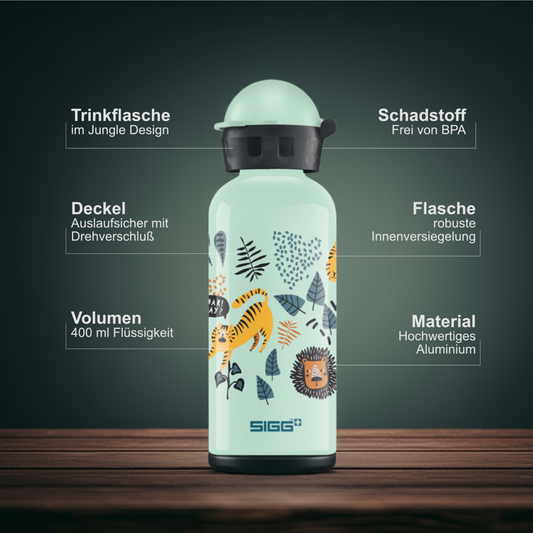 SIGG Trinkflasche Kinder Jungle TZZ 0.4 L Flasche Kita Schule - Outdoor Alm