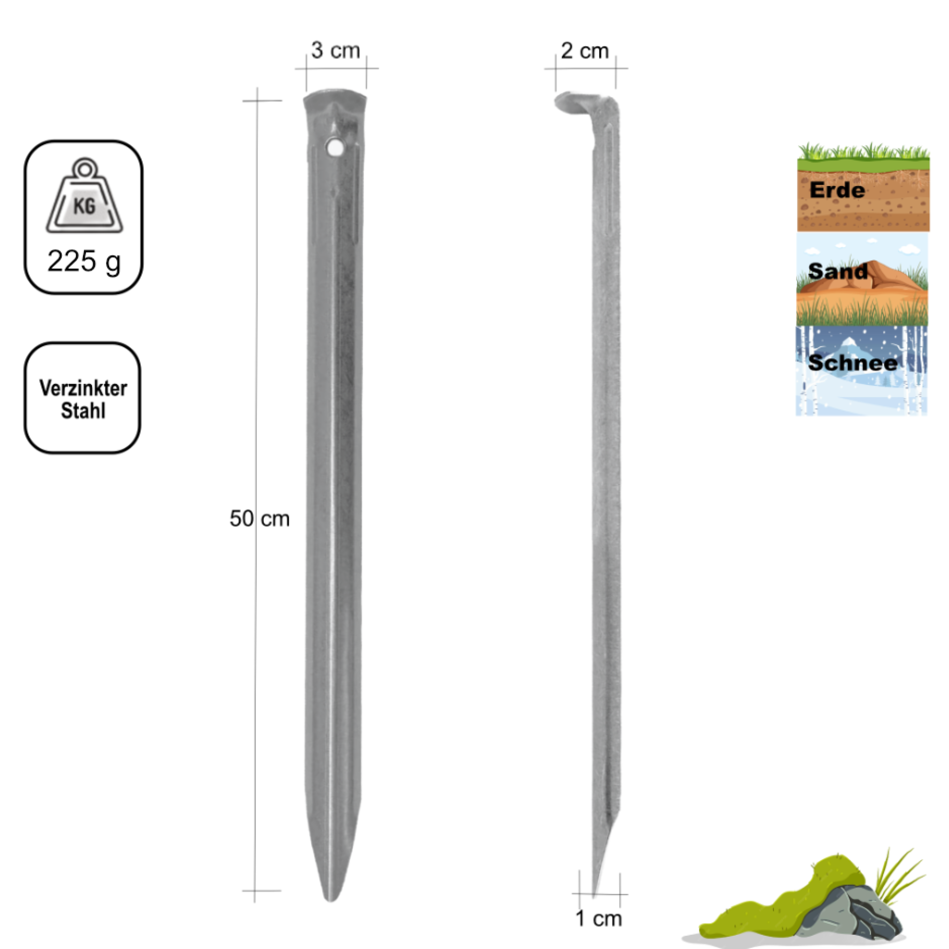 Heringe für Campingzelt Strandmuschel Pavillon 50 cm Hering - Outdoor Alm