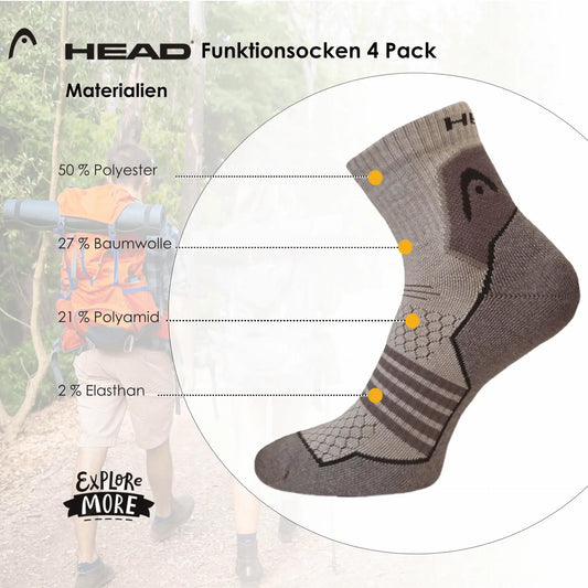 Socken 2-Pack für Trekking Wandern Outdoor Funktion Socke von Head mit Polsterung - Outdoor Alm