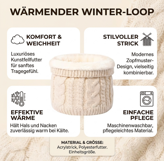 Schlauchschal Loop mit Fleecefutter Superwarm Beige Schal Ski Wandern